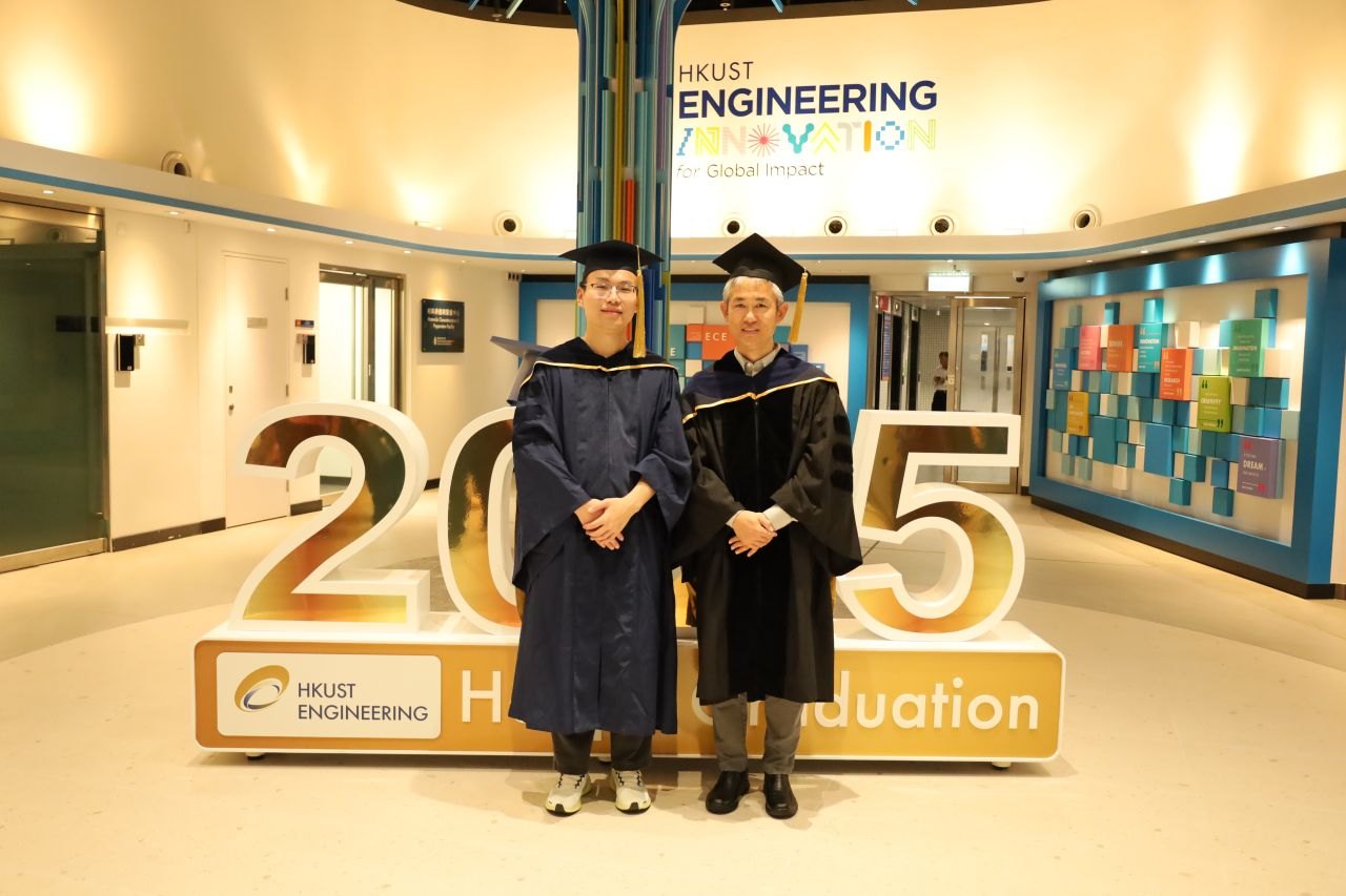 Jidu and Prof. Jidong Zhao at the 2025 HKUST Engineering graduation display